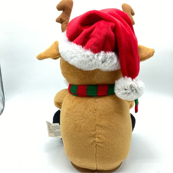 Gemmy Animated Reindeer Mustache Santa Hat Up On The Housetop Plush EUC - Picture 4 of 10